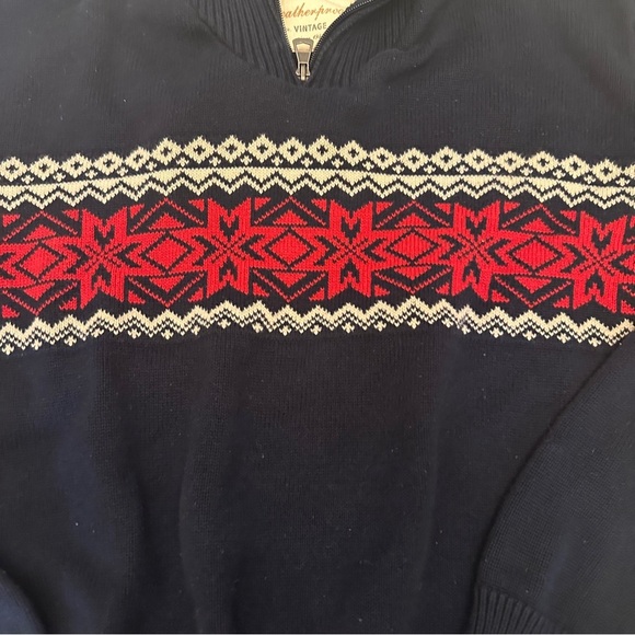Weatherproof Blue and Red Zip Up Sweater Nordic Pattern - Picture 2 of 4